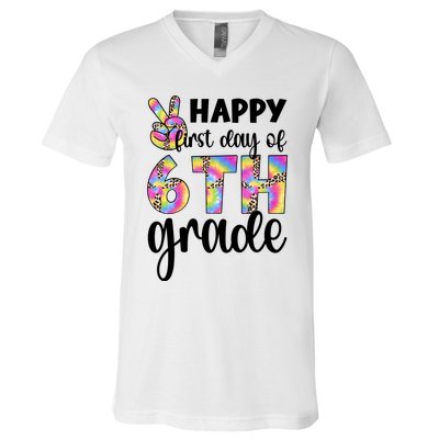 Happy First Day Of Sixth Grade Back To School 6Th Grade Cool Gift V-Neck T-Shirt