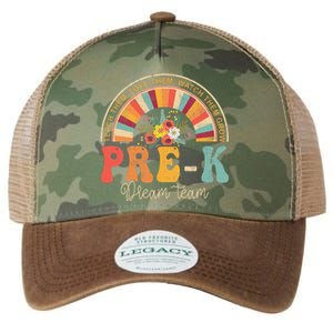 Happy First Day PreK Team Teacher 60s 70s Hippie Retro Legacy Tie Dye Trucker Hat