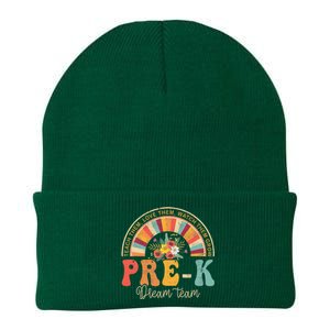 Happy First Day PreK Team Teacher 60s 70s Hippie Retro Knit Cap Winter Beanie