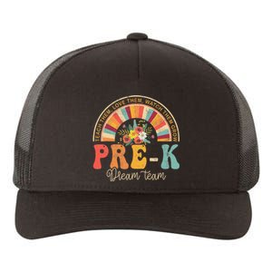 Happy First Day PreK Team Teacher 60s 70s Hippie Retro Yupoong Adult 5-Panel Trucker Hat