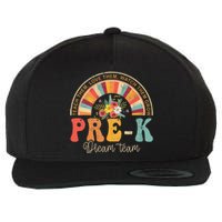 Happy First Day PreK Team Teacher 60s 70s Hippie Retro Wool Snapback Cap