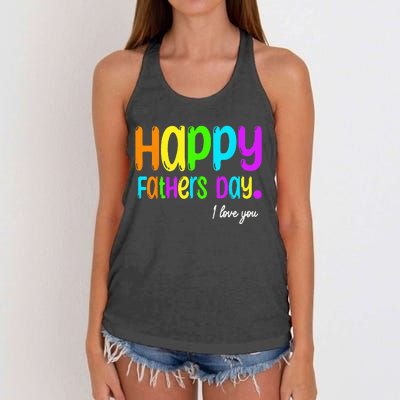 Happy Fathers Day i love you dad Heart Daddy funny Women's Knotted Racerback Tank