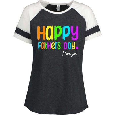 Happy Fathers Day i love you dad Heart Daddy funny Enza Ladies Jersey Colorblock Tee