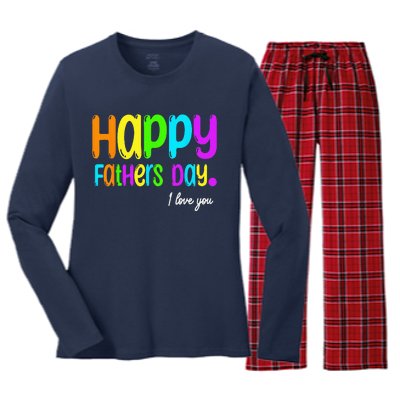 Happy Fathers Day i love you dad Heart Daddy funny Women's Long Sleeve Flannel Pajama Set 