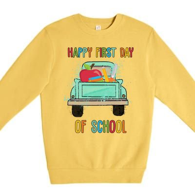 Happy First Day Of School Learning Truck Premium Crewneck Sweatshirt