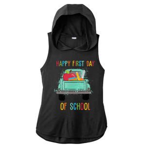 Happy First Day Of School Learning Truck Ladies PosiCharge Tri-Blend Wicking Draft Hoodie Tank