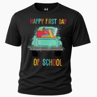 Happy First Day Of School Learning Truck Cooling Performance Crew T-Shirt
