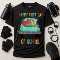 Happy First Day Of School Learning Truck Cooling Performance Crew T-Shirt