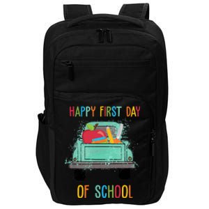 Happy First Day Of School Learning Truck Impact Tech Backpack