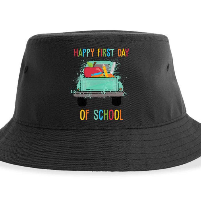 Happy First Day Of School Learning Truck Sustainable Bucket Hat