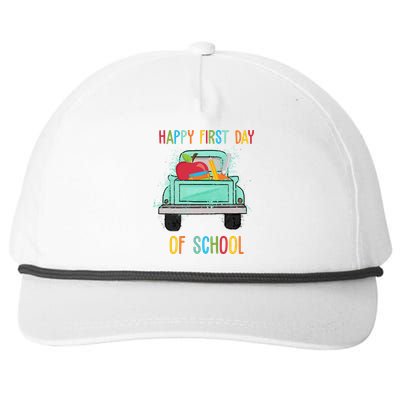 Happy First Day Of School Learning Truck Snapback Five-Panel Rope Hat