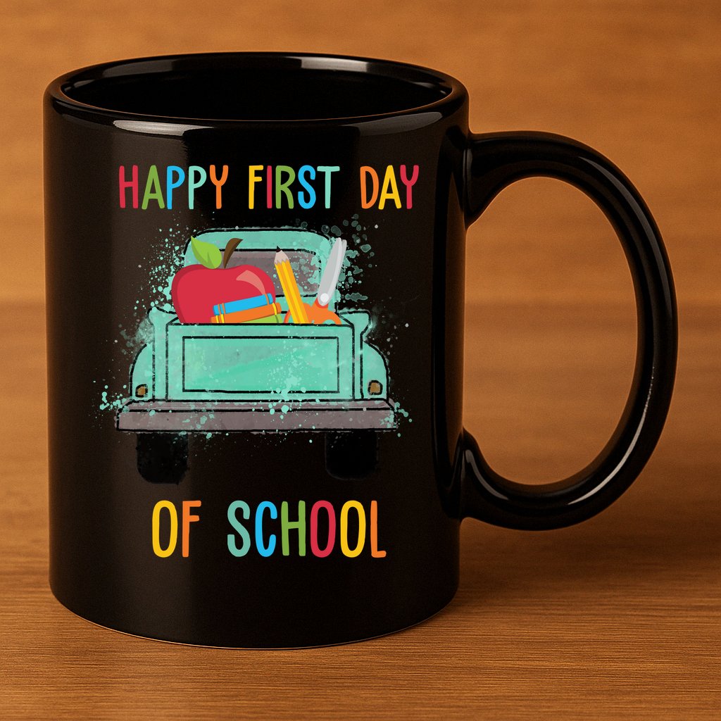 Happy First Day Of School Learning Truck 11oz C Handle Ceramic Mug