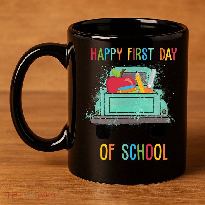 Happy First Day Of School Learning Truck 11oz C Handle Ceramic Mug
