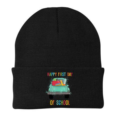 Happy First Day Of School Learning Truck Knit Cap Winter Beanie