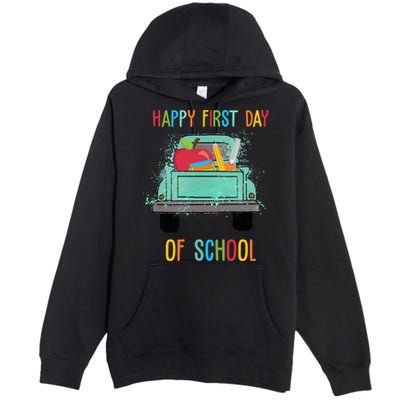 Happy First Day Of School Learning Truck Premium Pullover Hoodie