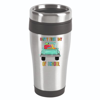 Happy First Day Of School Learning Truck 16oz Travel Tumbler