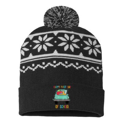 Happy First Day Of School Learning Truck USA-Made Snowflake Beanie