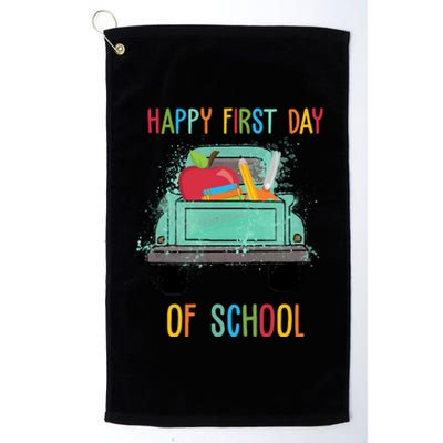 Happy First Day Of School Learning Truck Platinum Collection Golf Towel