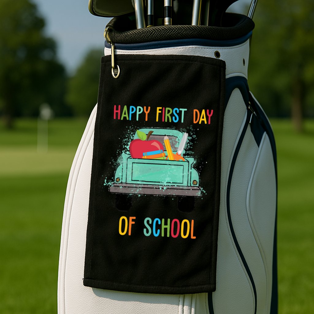 Happy First Day Of School Learning Truck Golf Towel