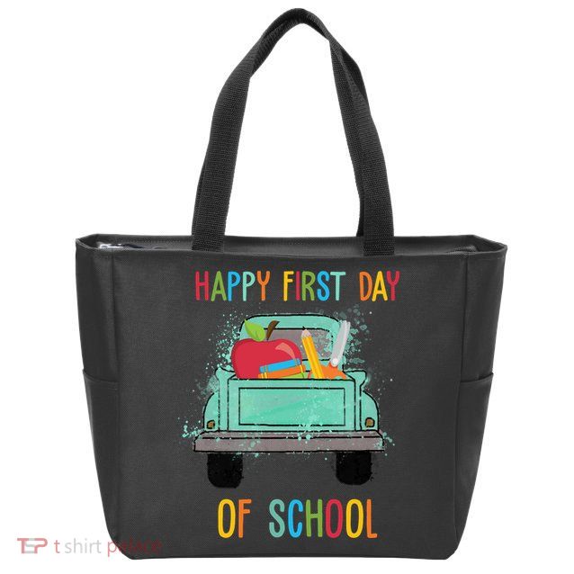 Happy First Day Of School Learning Truck Zip Tote Bag