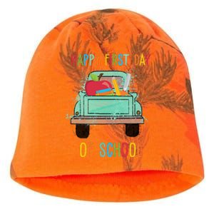 Happy First Day Of School Learning Truck Kati - Camo Knit Beanie