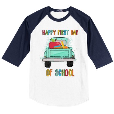 Happy First Day Of School Learning Truck Baseball Sleeve Shirt