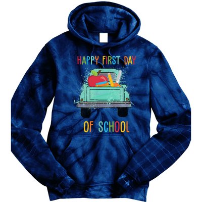 Happy First Day Of School Learning Truck Tie Dye Hoodie