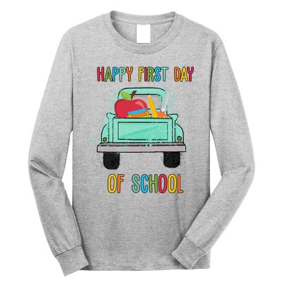 Happy First Day Of School Learning Truck Long Sleeve Shirt