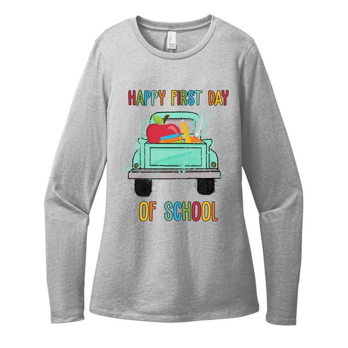 Happy First Day Of School Learning Truck Womens CVC Long Sleeve Shirt