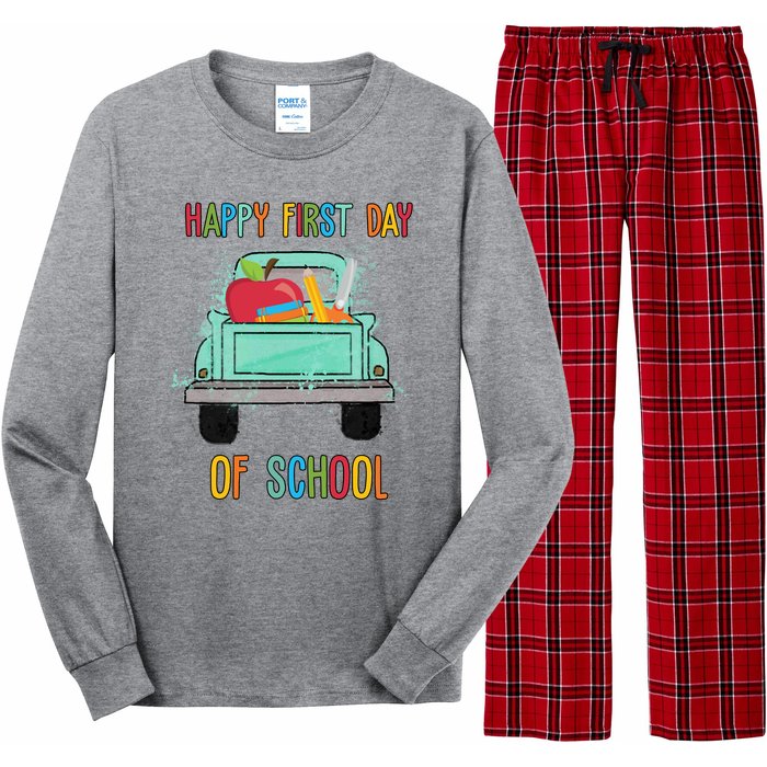 Happy First Day Of School Learning Truck Long Sleeve Pajama Set