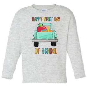 Happy First Day Of School Learning Truck Toddler Long Sleeve Shirt