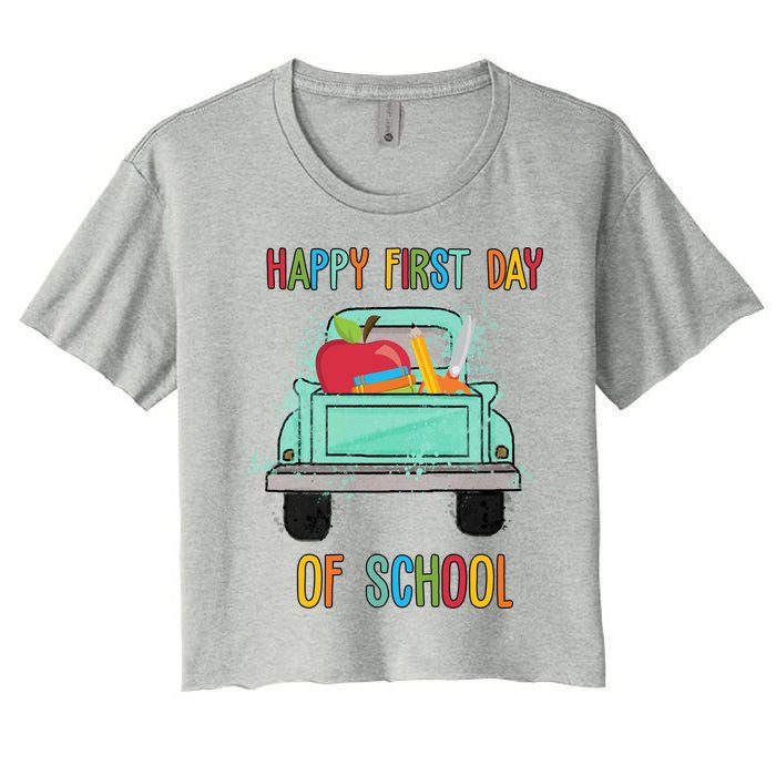 Happy First Day Of School Learning Truck Women's Crop Top Tee