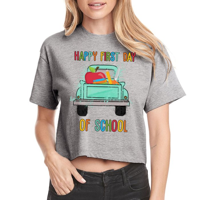Happy First Day Of School Learning Truck Women's Crop Top Tee