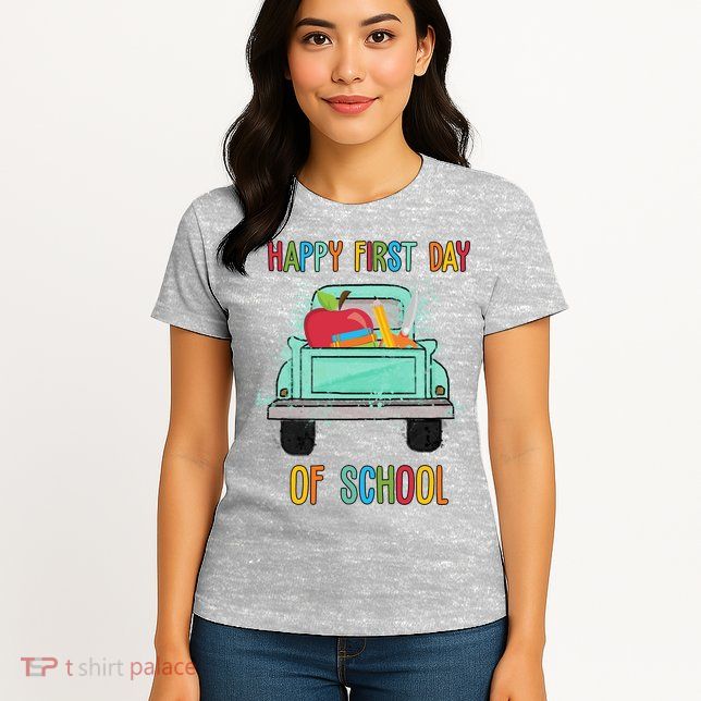 Happy First Day Of School Learning Truck Womens T-Shirt