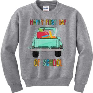 Happy First Day Of School Learning Truck Kids Sweatshirt