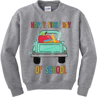 Happy First Day Of School Learning Truck Kids Sweatshirt