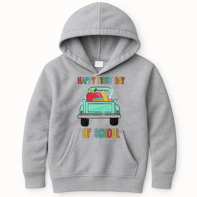 Happy First Day Of School Learning Truck Kids Hoodie