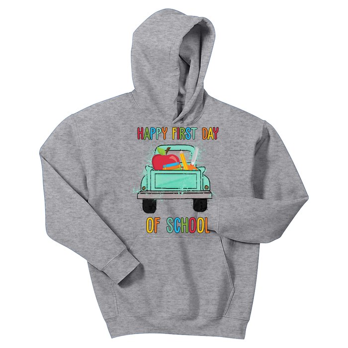 Happy First Day Of School Learning Truck Kids Hoodie