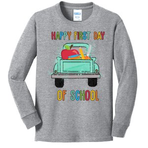 Happy First Day Of School Learning Truck Kids Long Sleeve Shirt