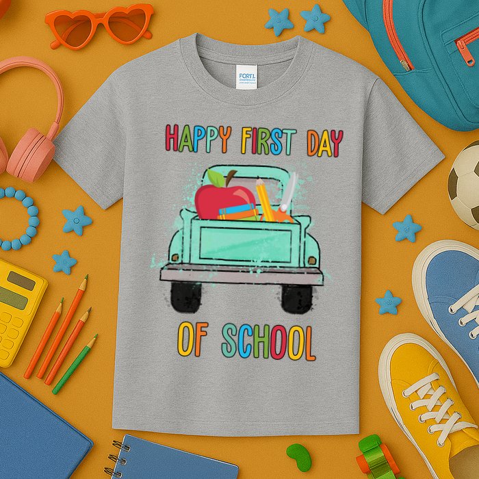 Happy First Day Of School Learning Truck Kids T-Shirt
