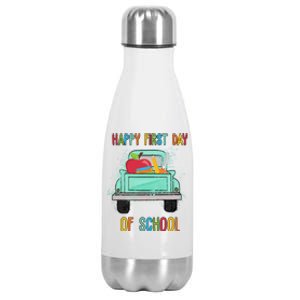 Happy First Day Of School Learning Truck Stainless Steel Insulated Water Bottle