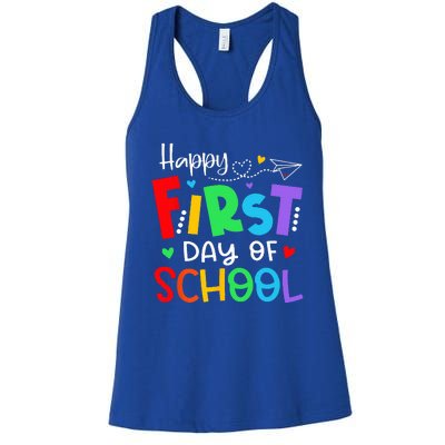 Happy First Day Of School Teacher Back To School Women's Racerback Tank