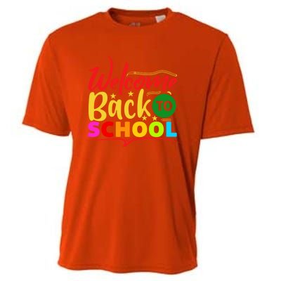 Happy First Day School Back To School Cute Teacher Great Gift Cooling Performance Crew T-Shirt