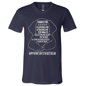 Happy Fathers Day Dog Dad From Daughter Son And Wife V-Neck T-Shirt