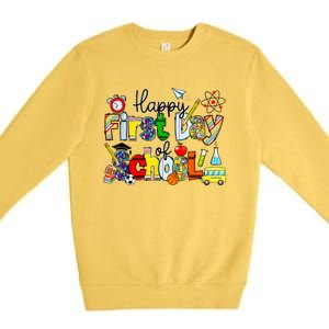 Happy First Day Of School Teachers Students Back To School Premium Crewneck Sweatshirt