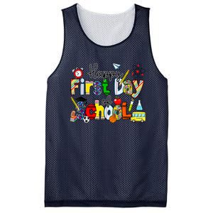 Happy First Day Of School Teachers Students Back To School Mesh Reversible Basketball Jersey Tank