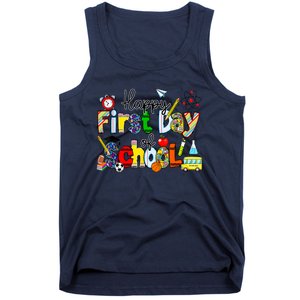 Happy First Day Of School Teachers Students Back To School Tank Top