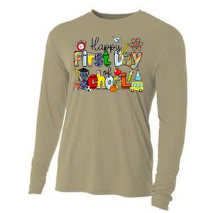 Happy First Day Of School Teachers Students Back To School Cooling Performance Long Sleeve Crew