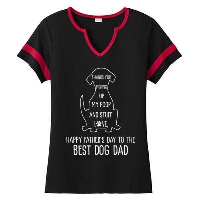 Happy Fathers Day Dog Dad Thanks For Picking Up My Poop Cute Ladies Halftime Notch Neck Tee