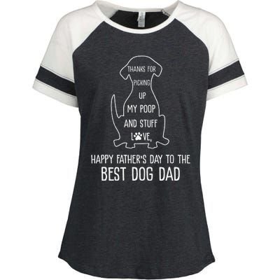 Happy Fathers Day Dog Dad Thanks For Picking Up My Poop Cute Enza Ladies Jersey Colorblock Tee